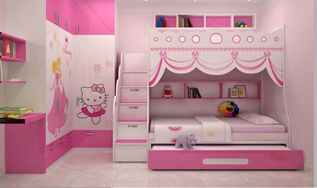 Vì sao nên chọn giường tầng cho bé gái màu hồng?